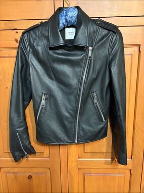 Women’s Black Leather Moto Jacket with Asymmetrical Zip